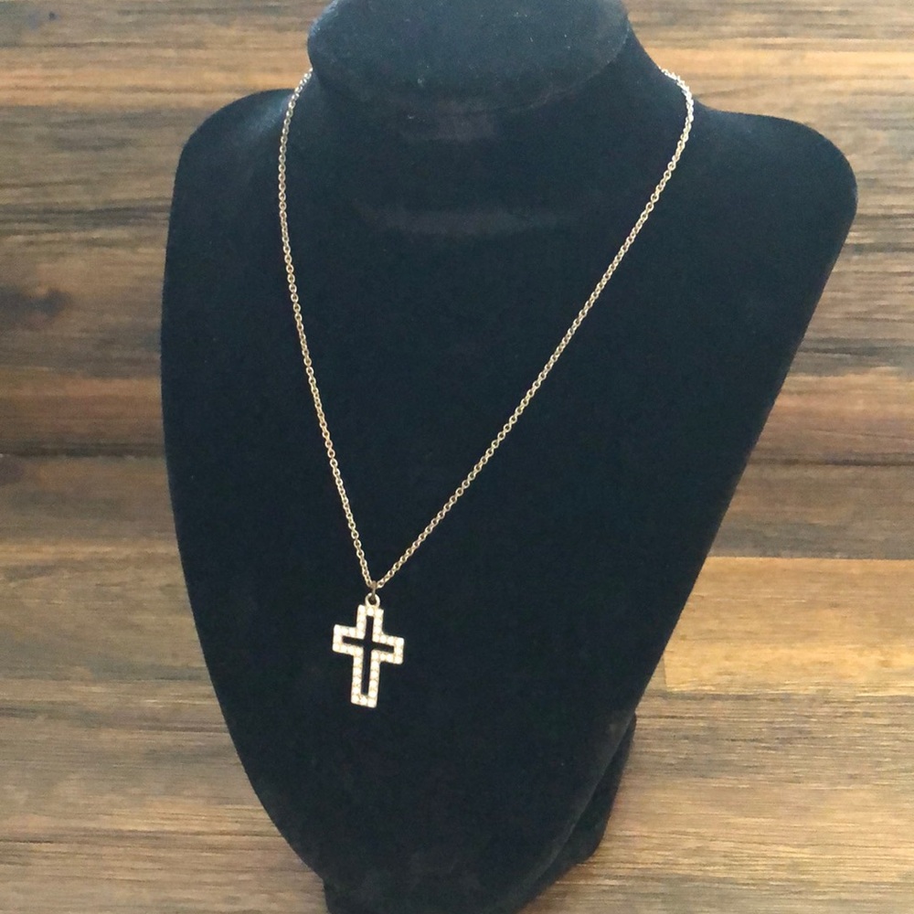 Silver Cross with Crystal necklace